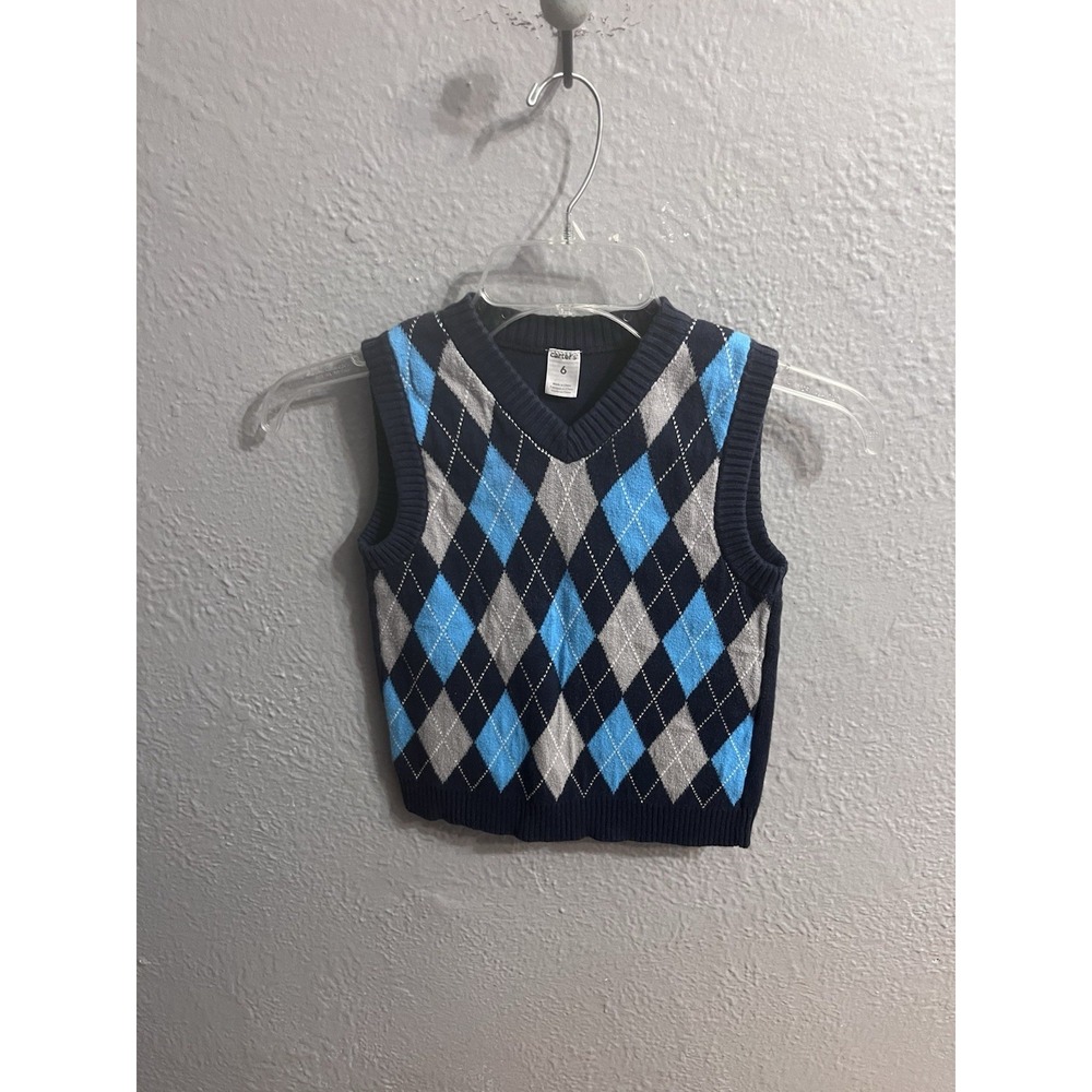 Sweater Vest Boys Size 6 Blue Diamonds